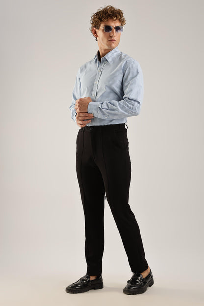 Blue Gingham Check Broadcloth Shirt - Weaverbird-Creating Your Dream Attire