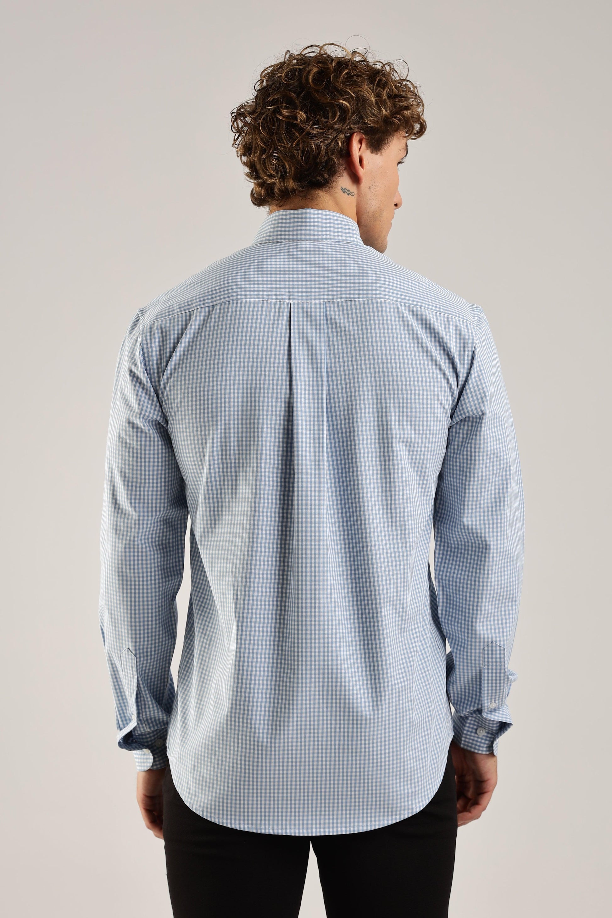 Blue Gingham Check Broadcloth Shirt - Weaverbird-Creating Your Dream Attire