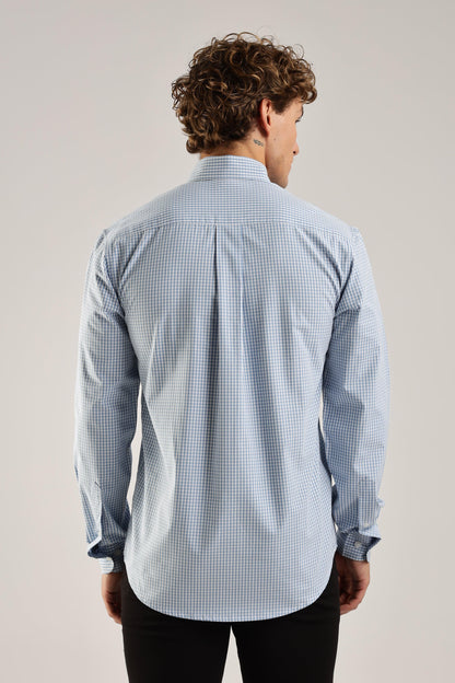 Blue Gingham Check Broadcloth Shirt - Weaverbird-Creating Your Dream Attire