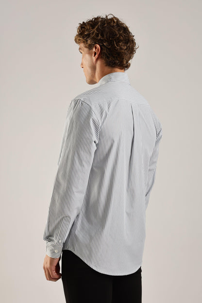 Gray Striped Broadcloth Shirt - Weaverbird-Creating Your Dream Attire